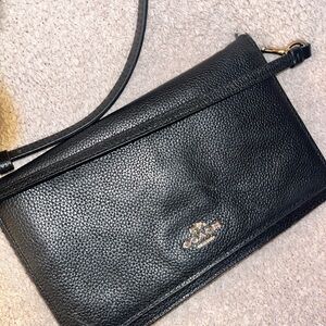 Coach Pebbled Black Leather Crossbody Bag-pre-loved
